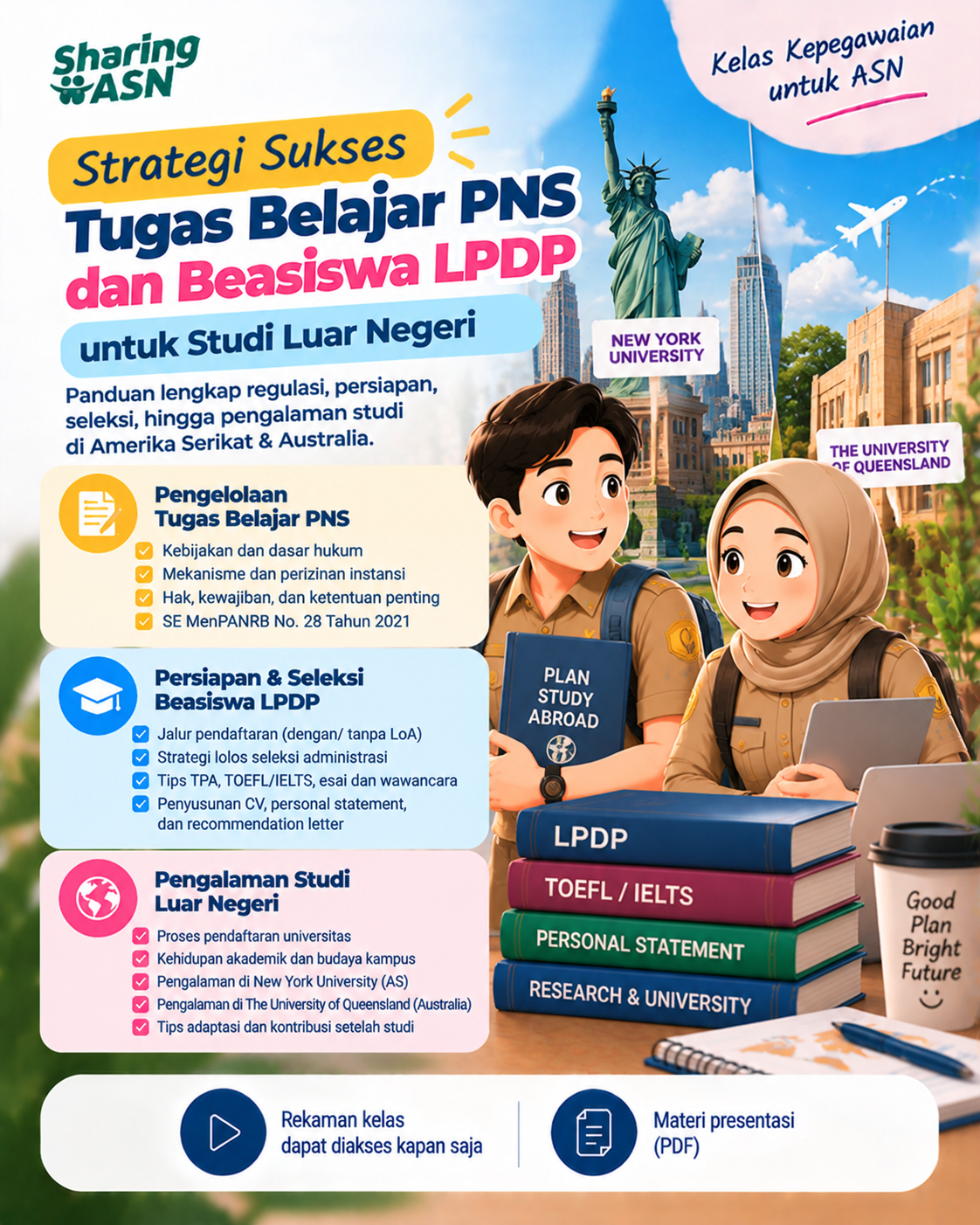 Poster Strategi Sukses Tugas Belajar PNS dan Beasiswa LPDP untuk Studi Luar Negeri