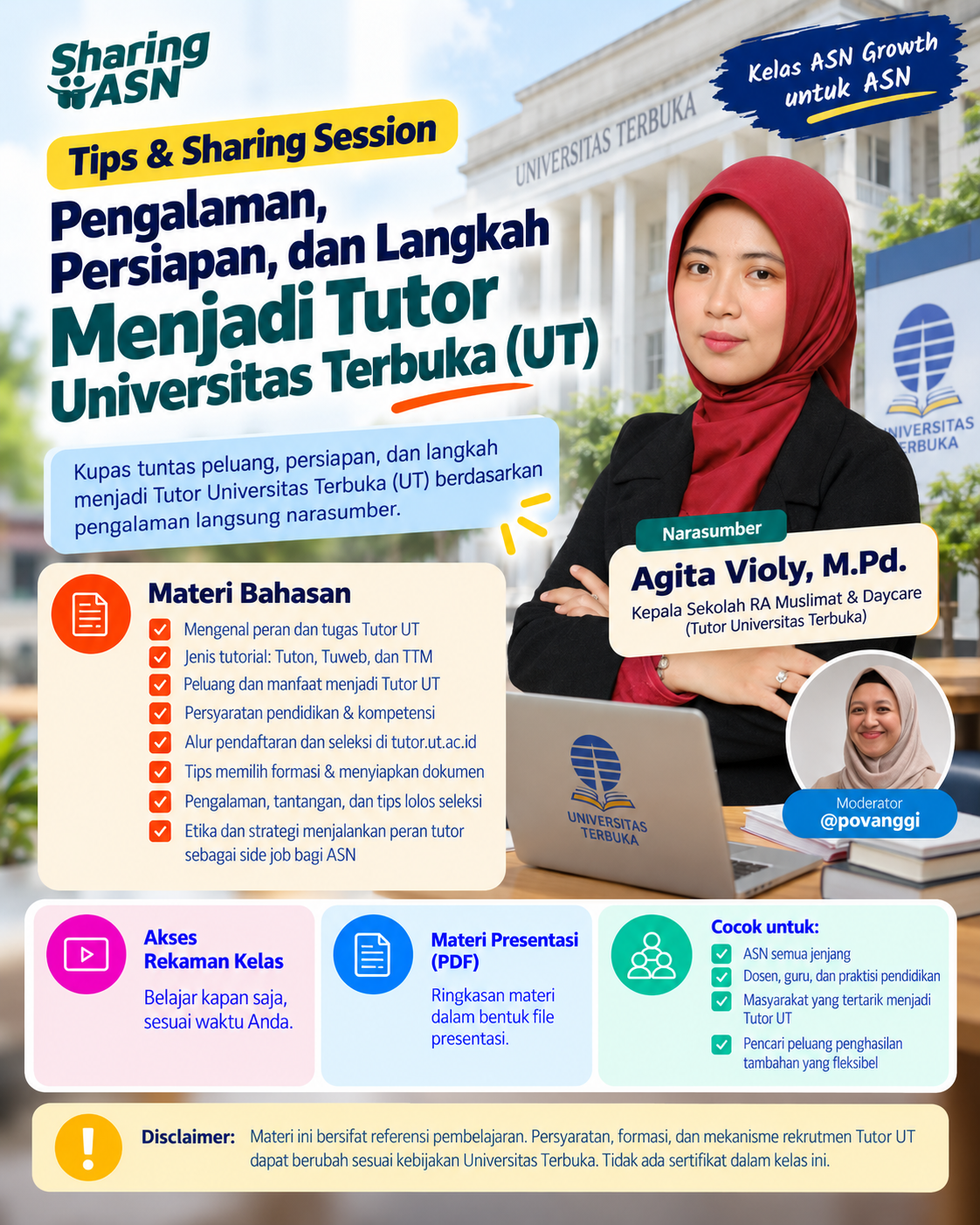 Poster Strategi Menjadi Tutor Universitas Terbuka (UT): Panduan Pendaftaran, Seleksi, dan Peluang Penghasilan Tambahan bagi ASN