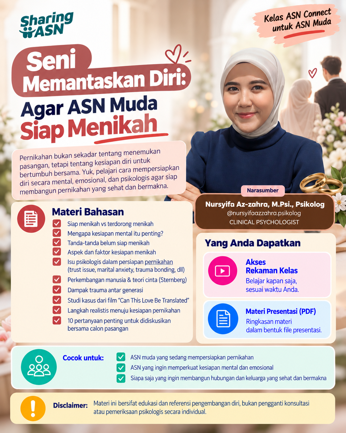 Poster Seni Memantaskan Diri: Persiapan Mental, Emosional, dan Psikologis ASN Muda Menuju Pernikahan